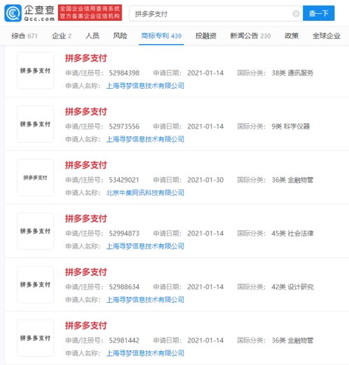 拼多多成功注册拼多多支付商标，加码金融科技与软硬件布局